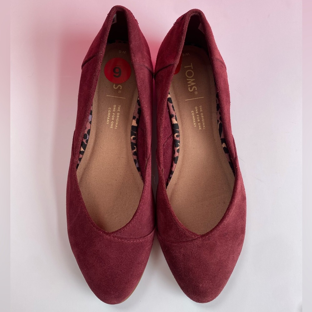 TOMS women’s Jutti Neat flats in suede Burgundy 6 - Picture 12 of 14